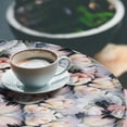 thumbnail image 3 of Ambesonne Nature Fitted Round Tablecloth, Flower Simplified Watercolor, 56"- 60" Diameter, Dark Salmon Fern Green, 3 of 5
