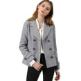 thumbnail image 1 of INSPIRE CHIC Women's Winter Worsted Notched Lapel Double Breasted Short Peacoat, 1 of 7