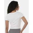 thumbnail image 3 of No Boundaries V Neck Crop Rib Tee, Women's, 3 of 5