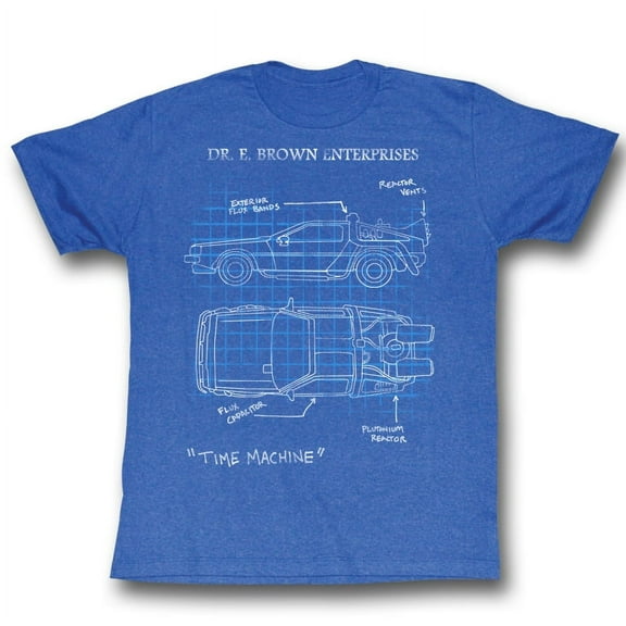 Back to the Future Delorean Schematic Royal Adult T-Shirt