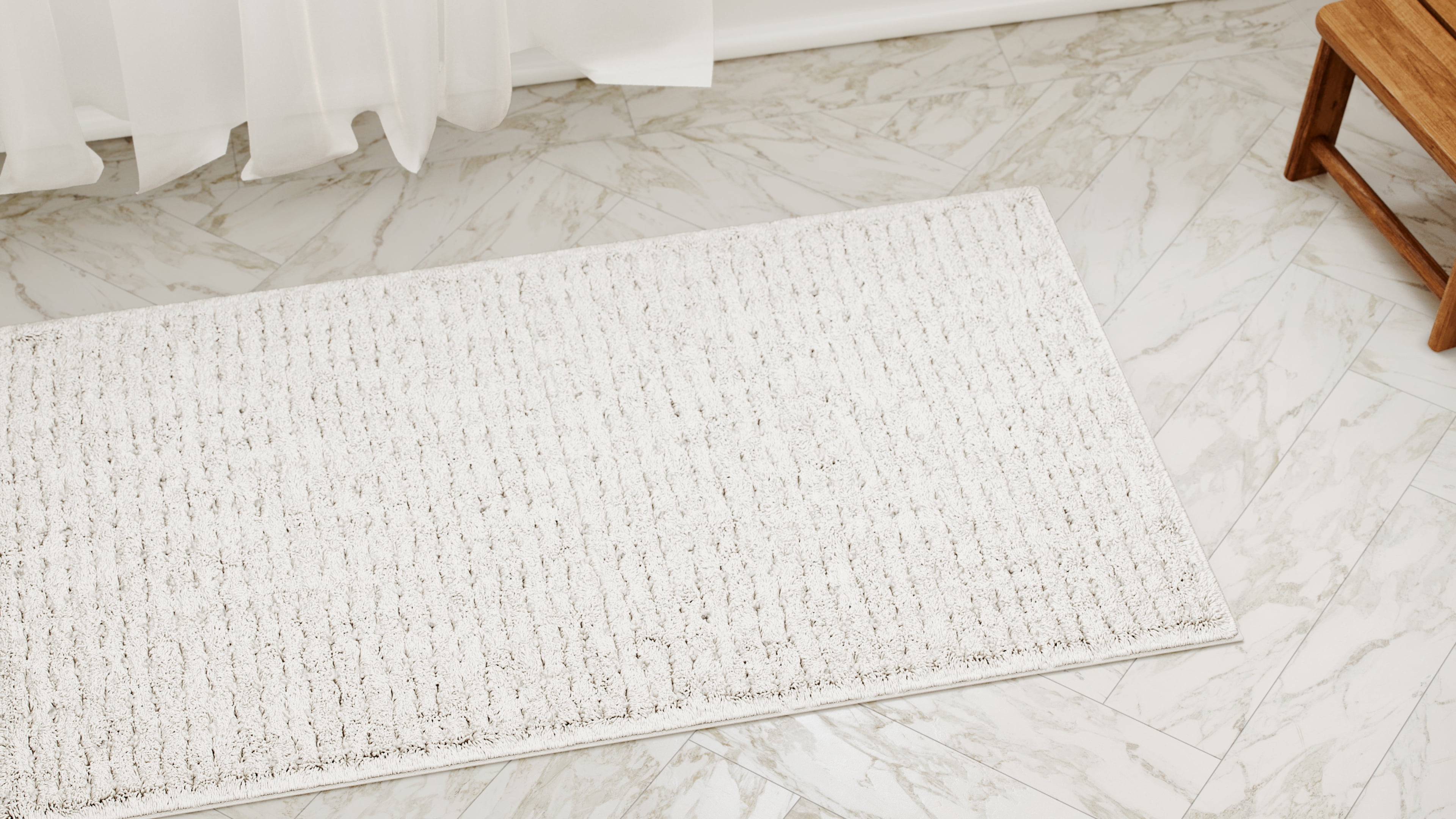 Beautiful Cotton Bath Rug by Drew Barrymore, Off White, 20x34"