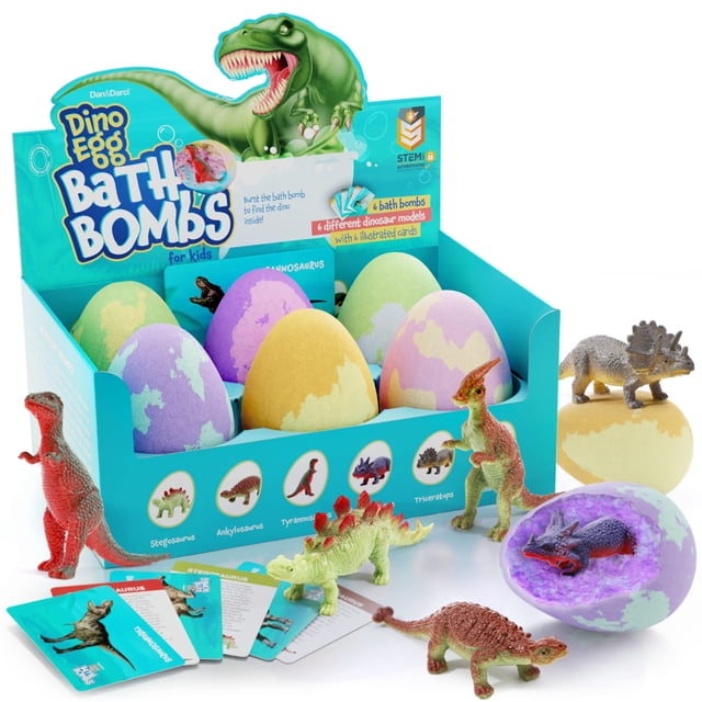 Bombas de baño Dan&Darci Dino Egg con dinosaurio de juguete para niños de 6 a 8 años