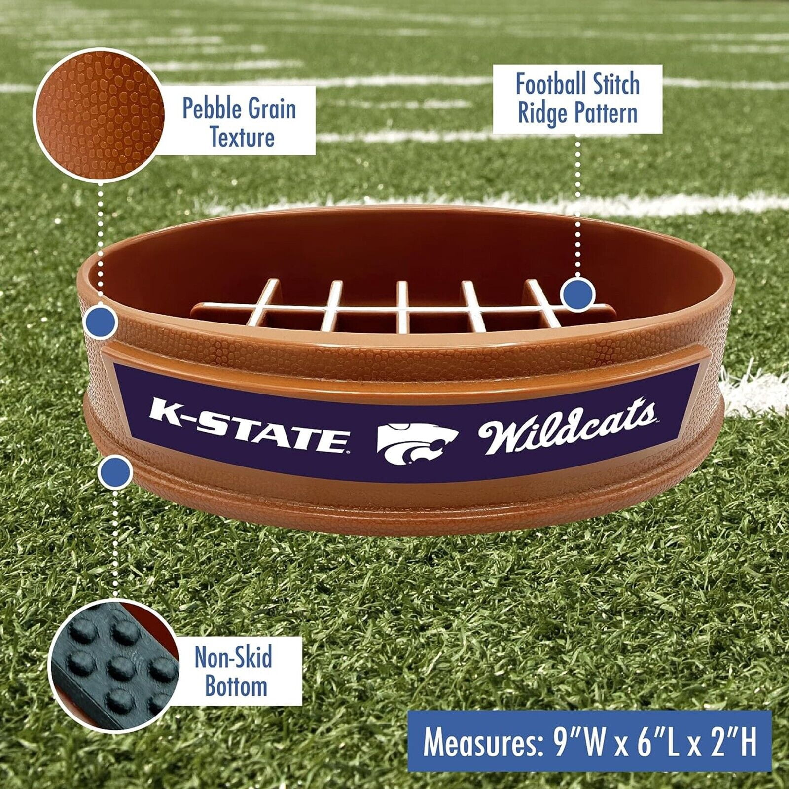 Pets First NCAA Kansas State Wildcats Super-Bowl Slow Feeder Bowl for Dogs and Cats with Non-Slip Mat