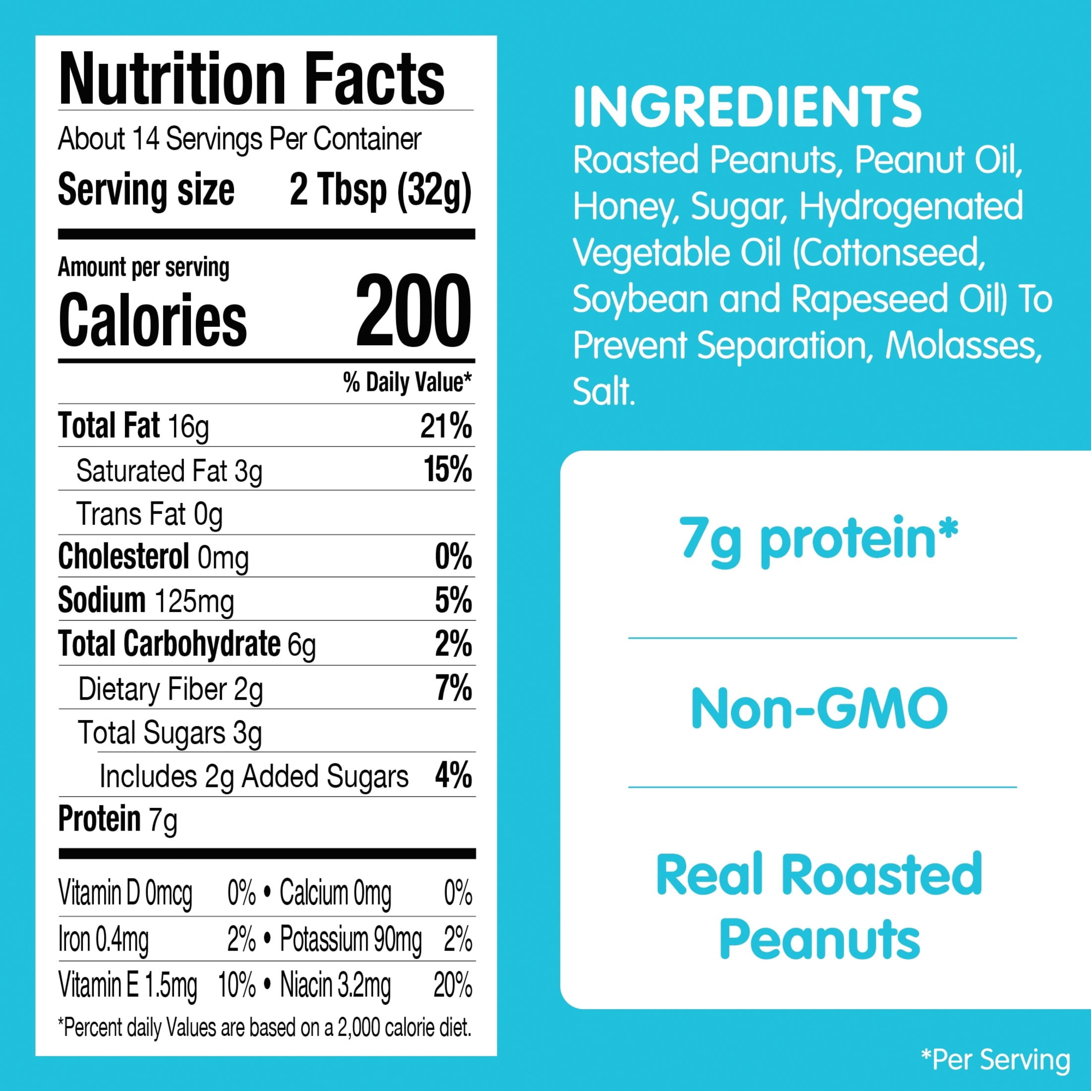 (4 pack) SKIPPY Peanut Butter Creamy Roasted Honey Nut Spread, 7 g Protein Per Serving, Shelf-Stable, 16.3 oz Plastic Jar