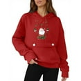 thumbnail image 2 of Women’s Christmas Graphic Hoodie Fleece Lined Oversized Long Sleeve Pullover Sweatshirt with Button Pocket Santa Print Holiday Casual Top,Red,XXL, 2 of 5