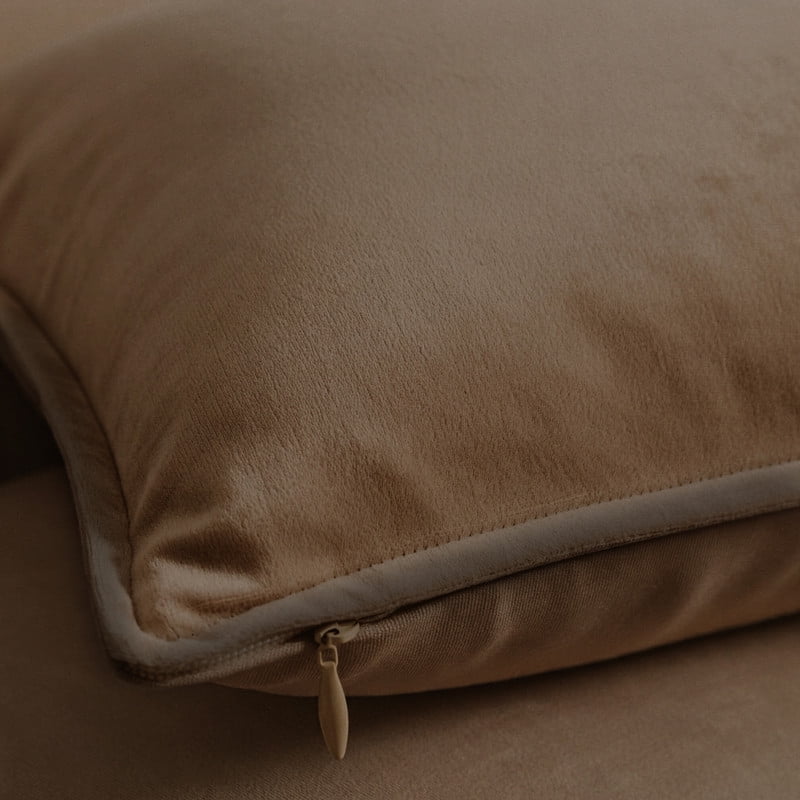A1HC Set of 2 Luxurious Soft Velvet Throw Pillow Covers Only, 24"x24", Cocoa, Decorative Cushion Covers with Hidden YKK Zipper for Sofa or Bed