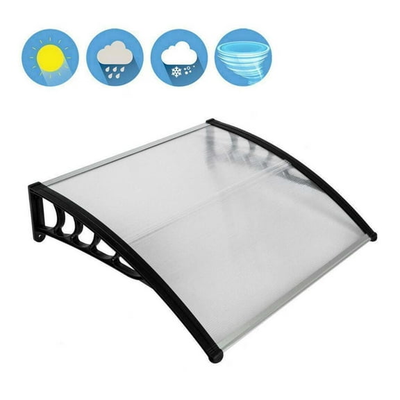 Wqmh 40 inch x 40 inch Door Window Awning Modern Polycarbonate Covering Outdoor Front Door Patio Canopy Rain Snow Sunlight Protection,BLACK