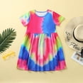 thumbnail image 2 of Fesfesfes Toddler Kids Dress Children Short Sleeve Dress Girls Tie Dyed Dress Princess Dresses Casual Clothes On Sale, 2 of 8
