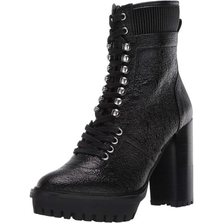 Vince Camuto Women's Ermania Combat Block Heel Platform Boots WARM BLACK