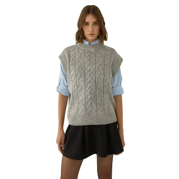 Hair Braid Pattern Sweater Vest