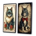 thumbnail image 3 of Designart "Illustration Vintage Chat Bleu avec Roses Rouges" Animaux Chat Art Mural Encadré Ensemble de 2 - Art pour Enfants Art Mural Encadré Bleu Ensemble de 2, 3 of 6