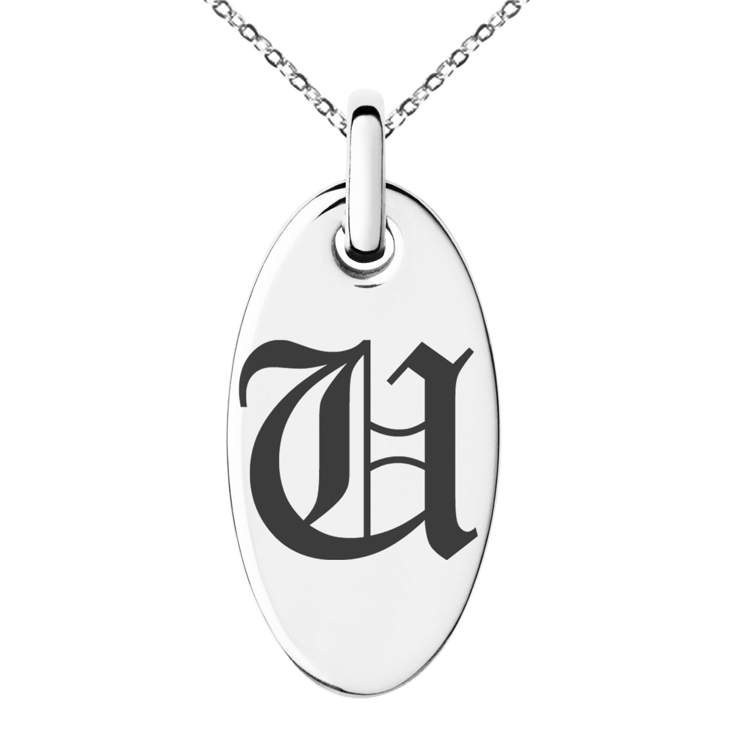 Stainless Steel Letter U Initial Old English Monogram Engraved Small