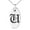 Silver, variant on Stainless Steel Letter U Initial Old English Monogram Engraved Small Oval Charm Pendant Necklace