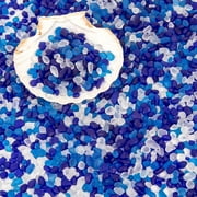 Sinkoo Sea Glass for Crafts About 1LB (405g/14.28oz) Glass Pebbles Gemstones Bulk for Beaching Theme Decor Diy Crafts Aquarium Turtle Tank Vase Filler(White,Dark Blue,Lake Blue)