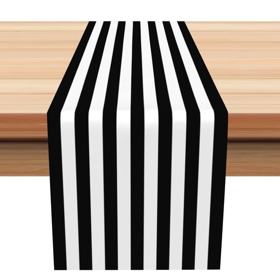 Black White Striped Table Runner for Party Table Decor Linen Runner for Kitchen Dining Decor(33*183cm)
