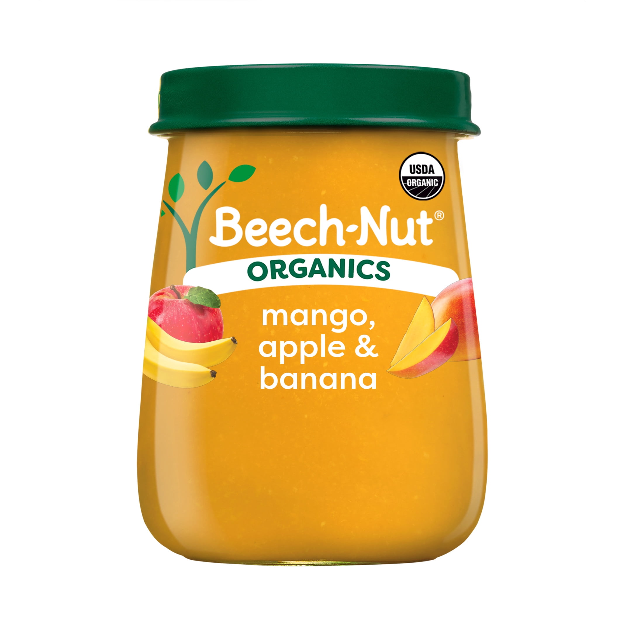 (10 pack) Beech-Nut Organics Stage 2 Organic Mango Apple & Banana Baby Food, 4 oz Jar