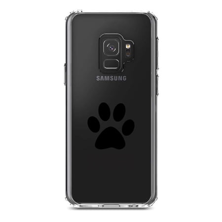 DistinctInk Clear Shockproof Hybrid Case for Samsung Galaxy S9 (5.8 Screen) - TPU Bumper Acrylic Back Tempered Glass Screen Protector - My Therapist Has Paws