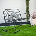 thumbnail image 5 of XBrand 44.5"L Iron Sun-Patterned Seat for Two Indoor/Outdoor Rocking Bench, Durable Patio Rocking Bench, Black, 5 of 6