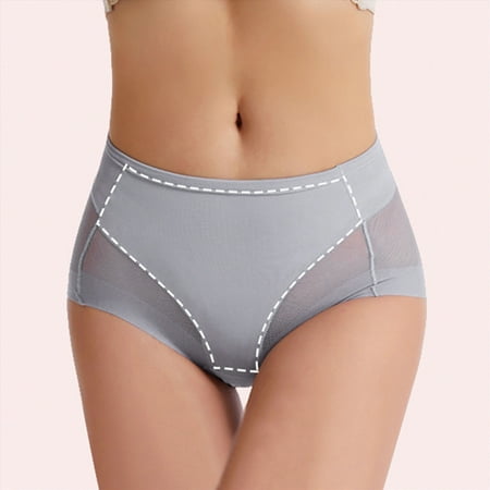 Meiodtion Underwear for Women Tummy Control Thong Seamless High Waisted Panty Cheeky Moisture Wicking Banded Waist Panties  Purple  L