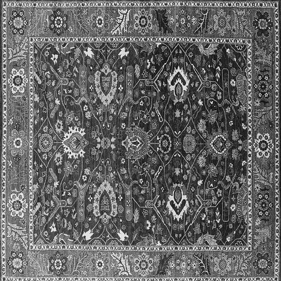 Ahgly Company Indoor Square Oriental Gray Industrial Area Rugs, 6' Square
