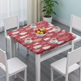 thumbnail image 3 of Red Christmas Village Pattern Square Fitted Tablecloth with Elastic Edge,Square Table Cover,Washable Elastic Table Cover for Home Kitchen Party Decor 36"x36", 3 of 6