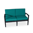 thumbnail image 2 of 53"W Eucalyptus Loveseat with Cushions, Comfy 2-Seat Sofa with Armrest, Patio Furniture Outdoor Leisure Sofa with Solid Wood Frame for Indoor Balcony Backyard Garden, Dark Green, 2 of 5