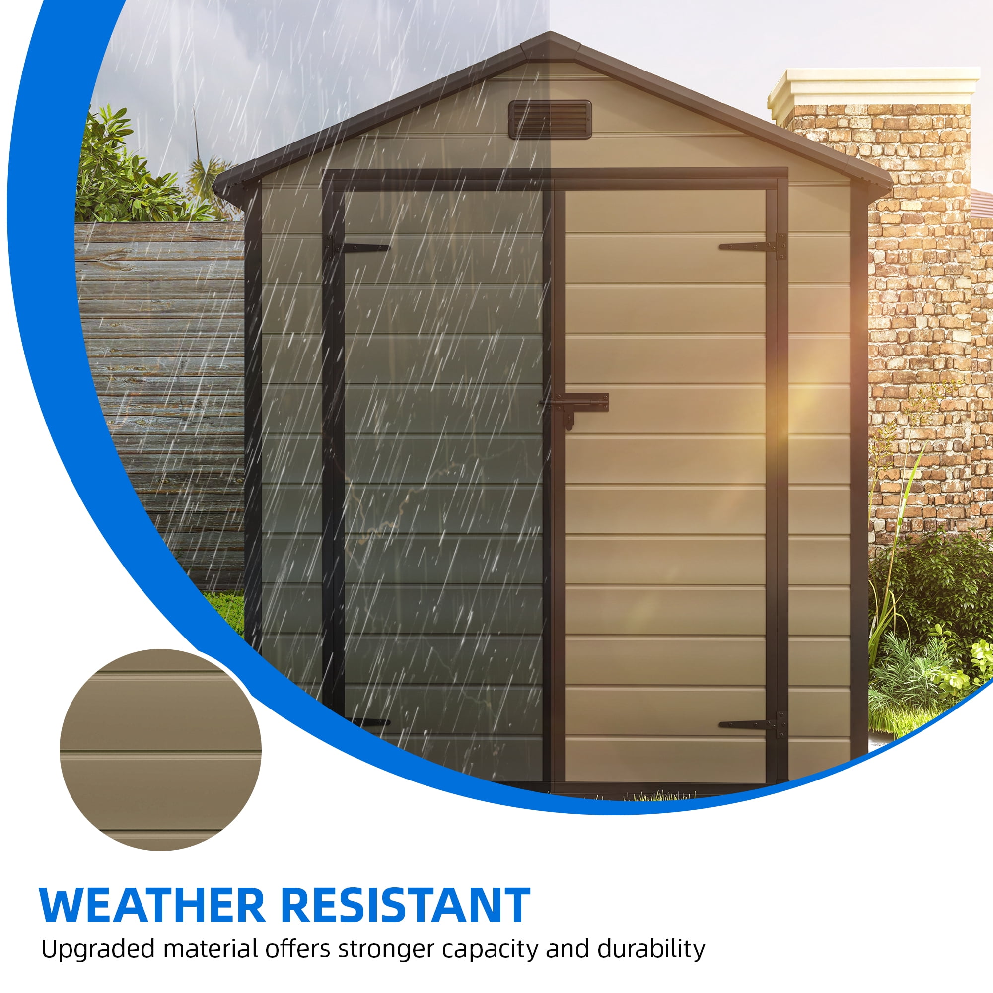 Dextrus Resilient Outdoor Storage Shed, All-Weather Storage with Reinforced Floorfor Garden, Backyard, Patio
