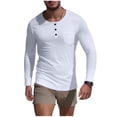 thumbnail image 2 of pstuiky Camisas de manga larga de invierno para hombre, Camisa de capa base de ejercicio de manga larga para hombre, informal, con cuello redondo, bolsillos y botones, de colores sólidos xxxl, 2 of 9