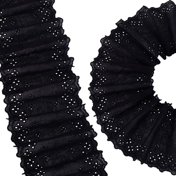 8.7 Yards Black Embroidery Eyelet Lace Trim 5-1/8 inch Wide Eyelet Lace Cotton Trim Vintage Cotton Ribbon DIY Clothing Accessories