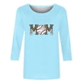 thumbnail image 4 of Lolmot T-shirt Imprimé pour Femmes, Blouse à Manches 3/4, Col Rond, Hauts Décontractés, 4 of 4
