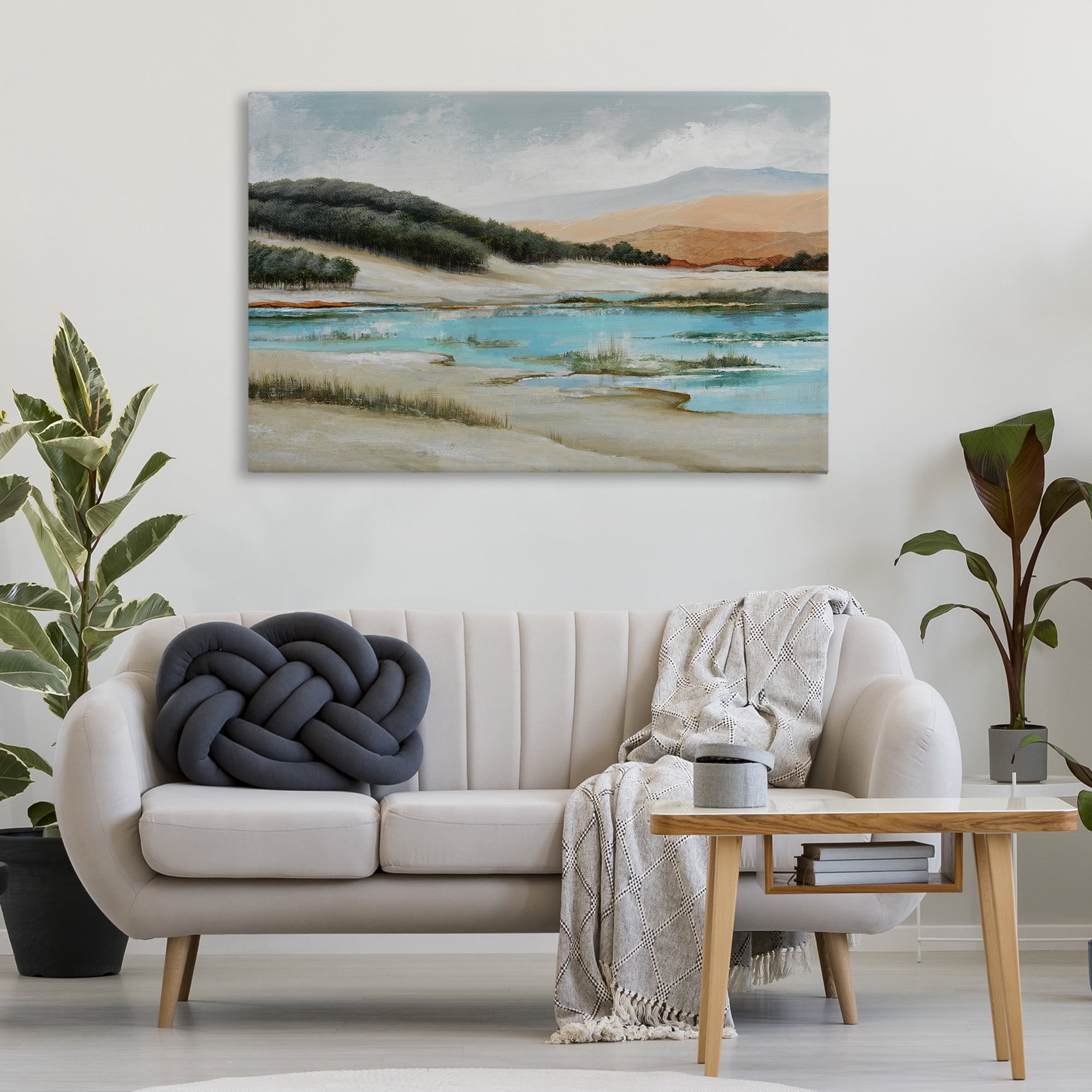 Stupell Industries River's Edge Landscape Landscape & Nature Painting Wrapped Canvas Art Print Wall Art, 45 x 30