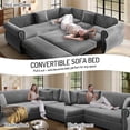 thumbnail image 5 of FFH 88.2" Sectional Sofa with Pull Out Bed, Convertible Sleeper Sofa, 5 Seater Chenille Couch for Living Room, Light Gray, 5 of 12