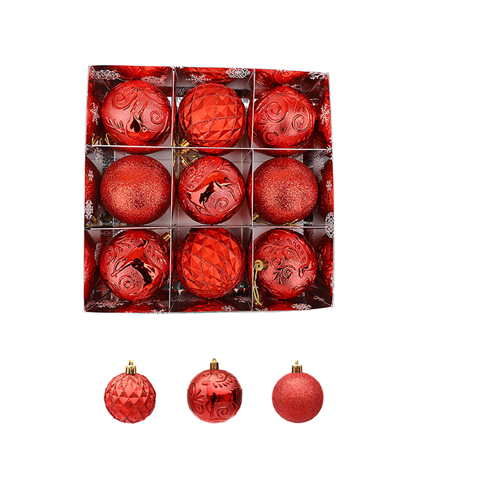 Festive Productions 9 Pack Christmas 80mm Baubles 