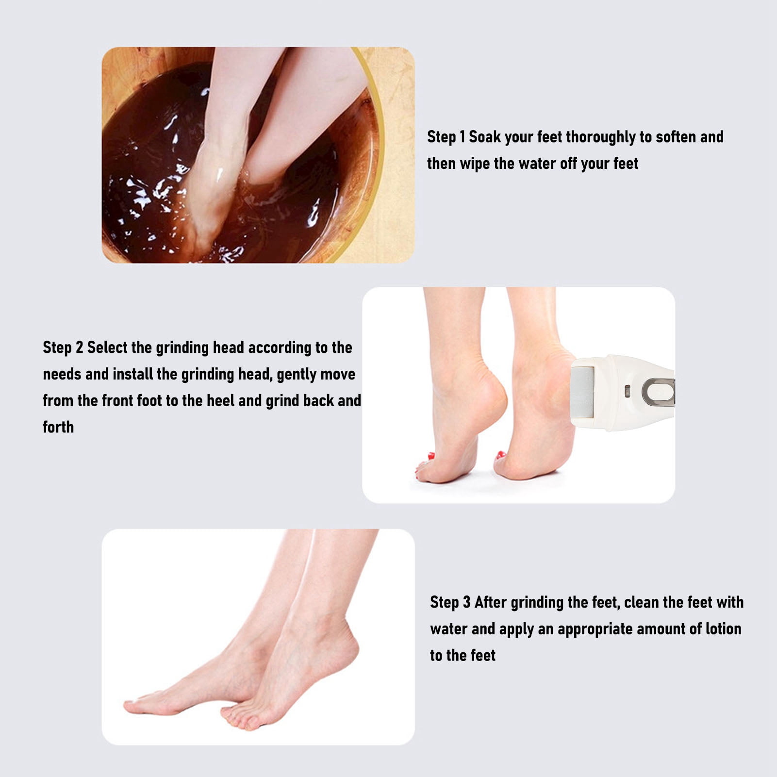 BOKYAN Electric Callus Remover 3 Adjustable Speeds IPX7 Waterproof USB Rechargeable LCD Display Foot File for Dead Skin, White (8.27 inches / 21 cm)
