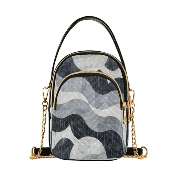 ALAZA Chain Crossbody Bags for Women Modern Wavy Circles Shoulder Handbag Phone Purse