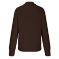 thumbnail image 4 of XFLWAM Women's Lapel V Neck Ribbed Zipper Up Knit Pullover Jumper Solid Color Knitwear Long Sleeve Cardigan Sweaters Brown L, 4 of 5