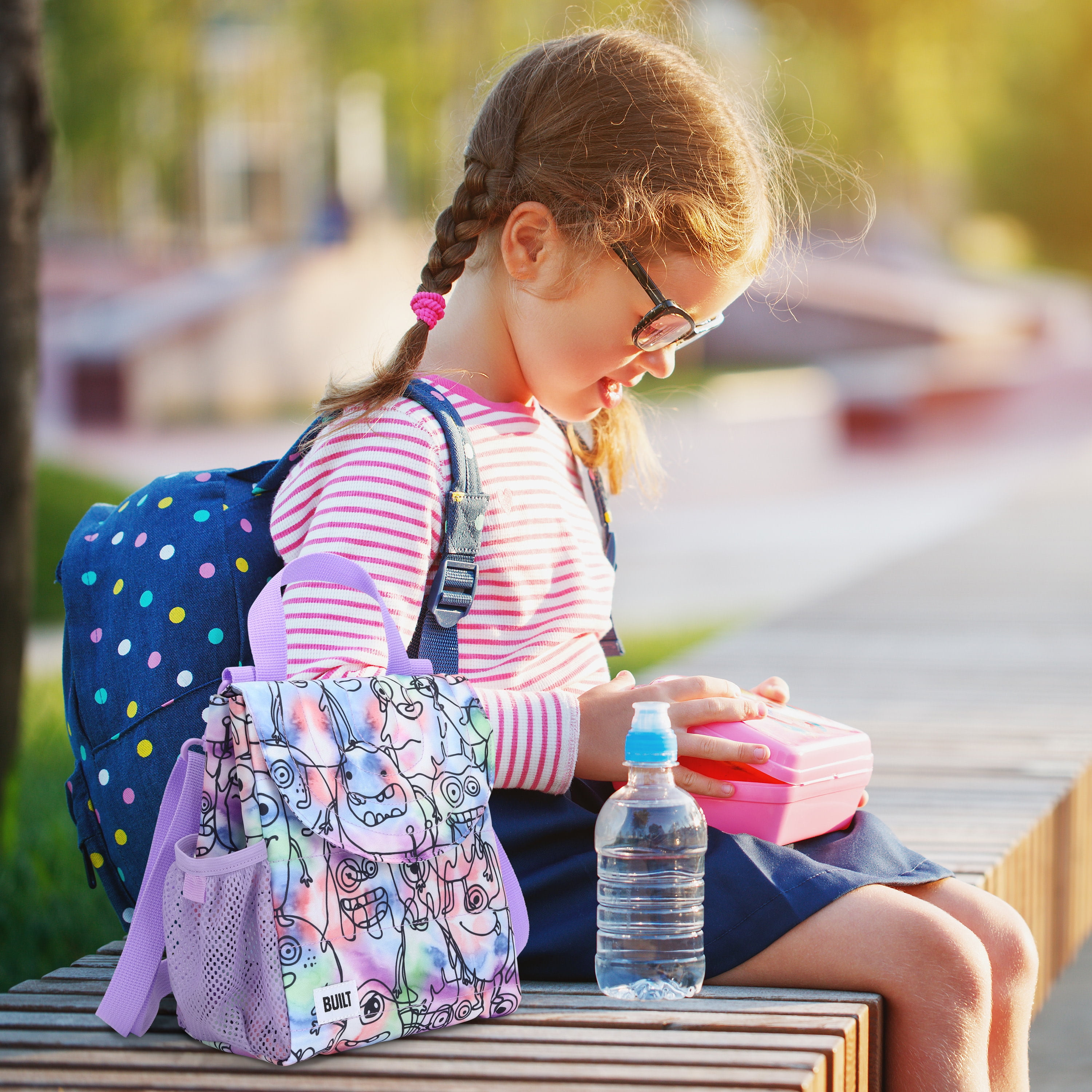 BUILT Puffer Water-resistant Polyester Lunch Box, Lightweight Insulated and  Reusable with Detachable Adjustable Strap, Abstract Mulberry