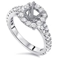 thumbnail image 1 of 1ct Diamant Bague Coussin Réglage Auréole Or Blanc 14 Ct Demi-Montage, 1 of 2
