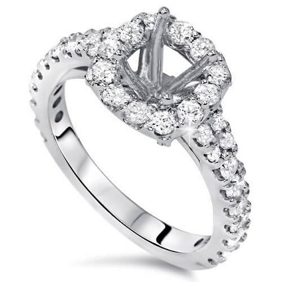Pompeii 1ct Diamond Ring Cushion Halo Setting 14K White Gold Semi Mount (G/H,I1)
