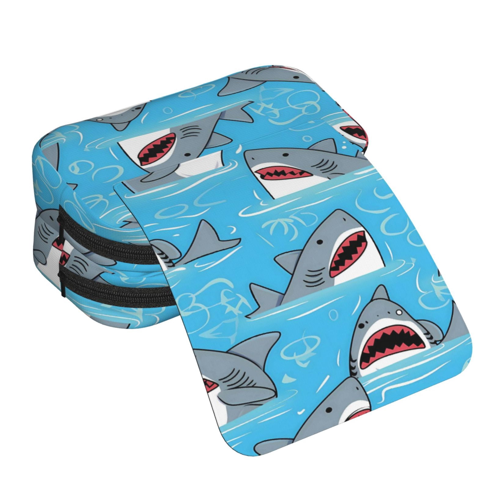 Large-Capacity Flip-Top Double-Layer Pencil Case, Multi-Functional Pocket Pen Case, Durable Stationery Organizer Shark (13)
