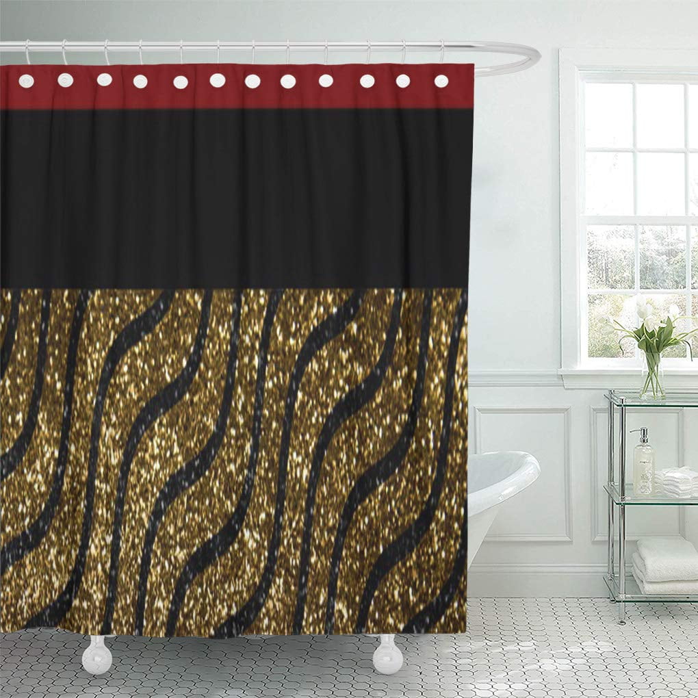 CYNLON Elegant Gold Black Pattern Red Sophisticated Home