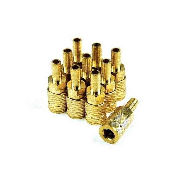 Primefit TC1438BB6-B10-P 6-Ball Auto Coupler Brass 0.25 in. x 0.37 in. Standard Hose Barb - Pack of 10