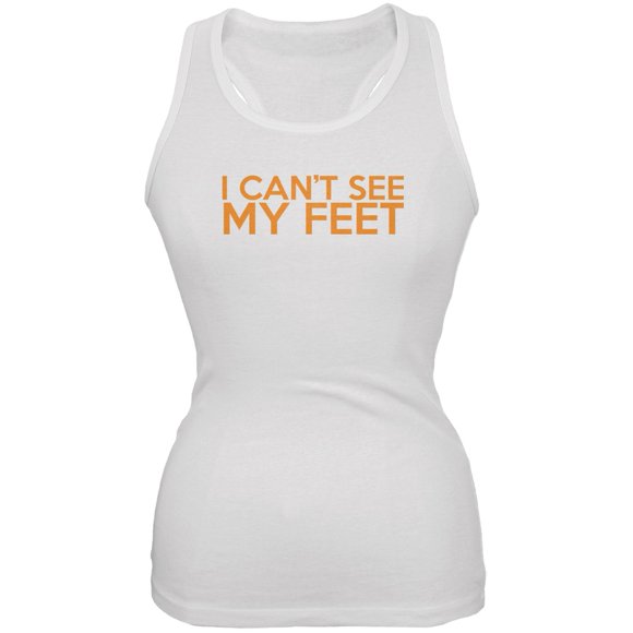 I Can't See My Feet White Juniors Soft Tank Top