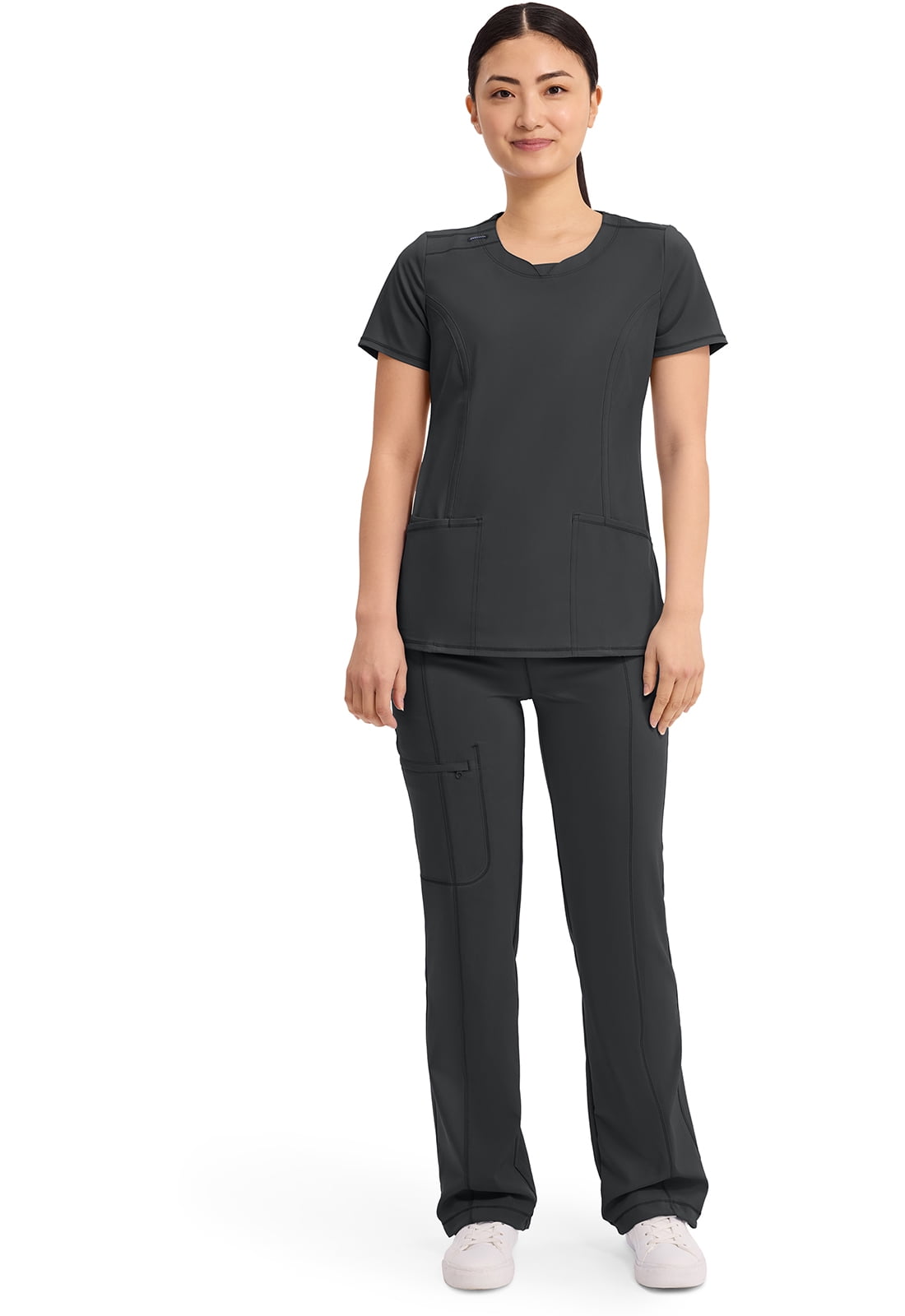 Infinity Cherokee Round Neck Nurse Scrub Tops for Women with 3 Pockets 360 Stretch & Wrinkle-Resistant 2624A