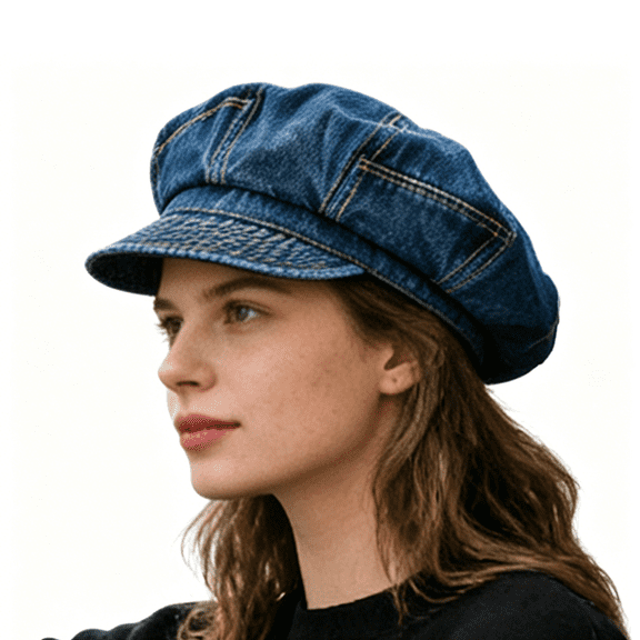 RUINIXCW Denim Newsboy Hat for Women Vintage Beret Hat Western Cowboy Hat Denim Cap Washed Denim Jean Hats