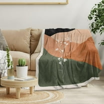 Boho Orange Mid Century Blankets Abstract Modern Throw Blanket Minimalist Boho Aesthetic Soft Warm Bed Bedding Women Blankets for Couch Bedroom Sofa Office Cozy Flannel Blankets 30"X40"
