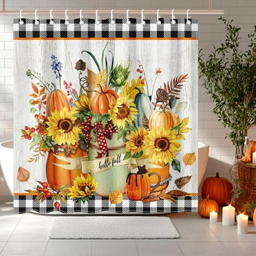 Avezano Fall Shower Curtain Autumn Fabric Curtain for Shower Tree ...