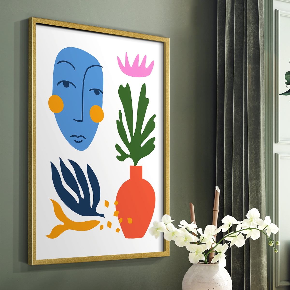 Matisse CDXLVIII in Gold Solid Wood Framed Print No Nail Hanging