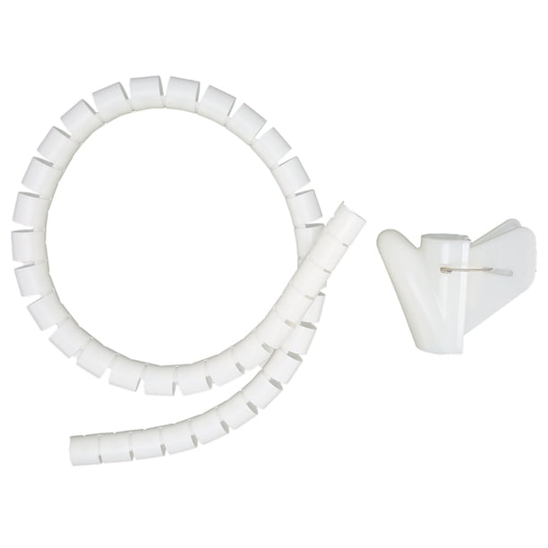 Organizador de cables en espiral, tubo de enrollado abierto con clip, 10 metros, blanco, diámetro 16 mm