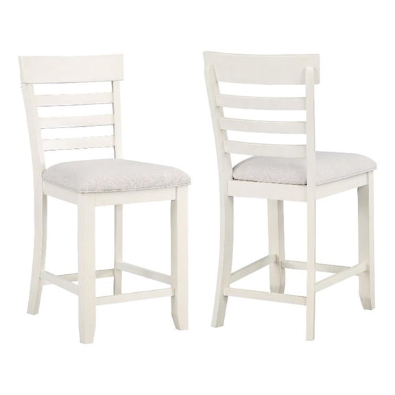 Pemberly Row Farmhouse / Country Off White Wood Counter Chair